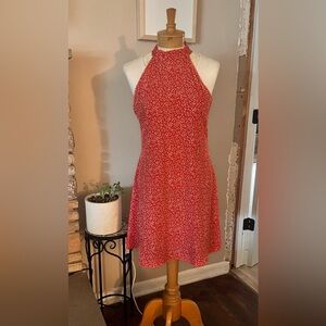 SHEIN Orange Red Sleeveless Halter Sundress